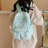 Lkblock Japanese Leisure Ins Literary School Small Fresh Plaid Backpack Female Korean Junior High School Students Backpack