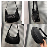 Lkblock - Vintage Star Handbags for Women Fashion Hobos Shoulder Underarm Bag Ladies Clutch Pu Leather Female Armpit Purses Y2k Cool Bag