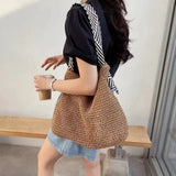 Lkblock Fashion Summer Straw Crossbody Bag Women Beach Holiday Shopping Woven Shoulder Handbag Messenger Purses for Women Bags