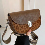 Lkblock Vintage leopard Women Saddle Bag Brand Luxury ladies Shoulder Bags Small Round Handbag winter new Crossbody Messenger Bag