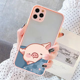 Lkblock Cute Pink Pig Cartoon Phone Case For iPhone 16 14 15 11 13 12 Pro Max Mini For iPhone X XS XR 7 8 Plus SE2 Soft back Covers