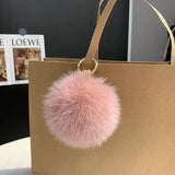 Lkblock Fluffy Real Fox Fur Ball Poms Keychain For Women Luxury Pompom Keyring Accessories Bag Decoration Emo Trinket Jewelry Gifts