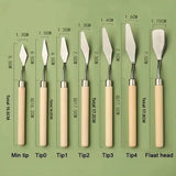 Lkblock 7Pcs/Set Stainless Steel Oil Painting Knives, Artist Crafts Spatula, Palette Knife, Mixing Knife, Scraper Art Tools