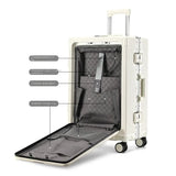 Lkblock 20/22/24/26/28'' Rolling Luggage Laptop Front Open Pocket Case Aluminum Frame Travel Trolley Suitcase Cabin Carry on Luggage Bag