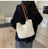 Lkblock Large Woven Straw Tote Handbags and Purses Shouler Bags for Women New Casual Summer Beach Ladies Messenger Bags High Quality