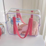 Lkblock Travel PVC Cosmetic Bags Women Transparent Clear Zipper Makeup Bags Organizer Bath Wash Bag Make Up Tote Handbags Case