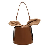 Lkblock French PU Bucket Bags Single Root Handbag New Trendy Fashion Shoulder Crossbody Bucket Bag Popular This Year