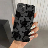 Lkblock Black Sea Turtle Print Silicone Phone Case for iPhone 16 15 14 Pro Max 11 12 13 Pro Mini 7 8 Plus X XR Camera Protection Cover