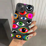 Lkblock Colorful Eyes Pattern Soft Phone Case for iPhone 16 15 14 12 11 13 Pro Max 14Plus 12 13 Mini 7 8 Plus X XS Max XR SE2 Back Cover