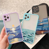 Lkblock Watercolor Phone Case For IPhone 14 13 12 11 15 Pro Max Mini X XS XR Max 7 8 Plus SE2 Cases Ocean Waves Shockproof Covers