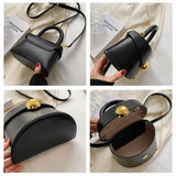 Lkblock Vintage Black Messenger Bag Women Retro Leather Handle Bucket Bag Purse Ladies Fashion Versatile Crossbody Bags Bolsos