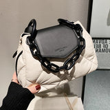 Lkblock Kawaii Tote Bag 2024 Hit Winter PU Leather Padded Quilted  Women's Designer Handbag Luxury Brand Chain Shoulder Crossbody Bags