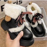 Lkblock Fashion Casual Velvet Ankle Boots for Women Winter Soft-soled Women's Cotton Shoes Fashion Platform Snow Boots Female