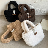 Lkblock Cute Warm Plush Women Handbags Winter Lambswool Tote Bags for Women Small Soft Shoulder Bag Designer Shopper Purse Female Clutch