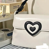 Lkblock Vintage Heart Y2k Handbags Women High Street PU Leather Shoulder Bag Ladies Harajuku Aesthetic Handbag Luxury Designer