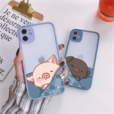 Lkblock Cute Pink Pig Cartoon Phone Case For iPhone 16 14 15 11 13 12 Pro Max Mini For iPhone X XS XR 7 8 Plus SE2 Soft back Covers