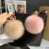 Lkblock Fluffy Real Fox Fur Ball Poms Keychain For Women Luxury Pompom Keyring Accessories Bag Decoration Emo Trinket Jewelry Gifts