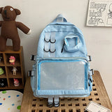 Lkblock Collage Style School Bag For Teenage Girl Itabag Kawaii Backpack Transparent Love Heart JK Backpack Women New 2024 Laptop Bag