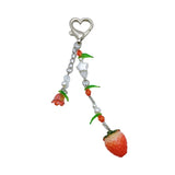 Lkblock Cherry Pendant Fashionable Strawberry Keys Holder Keychains Keyring Ornaments Backpack Pendant for Keys Bag