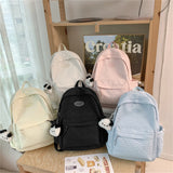 Lkblock Teen School Bag for Girls Backpack Solid Color Women Bookbags Middle Student Schoolbag Large Cute Nylon Bagpack Bolsos De Mujer