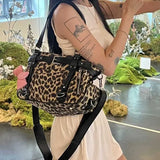 Lkblock Harajuku Leopard Print Y2k Shoulder Bags Women Hot Girls Nylon Cute Handbag Ladies Vintage Tote Underarm Bag Aesthetic