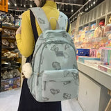 Lkblock Japanese Printed Butterfly Backpack for Girls Korean High Capacity Harajuku Student Backpack Y2k Fashion Trend Shoulder Bag Ins