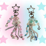 Lkblock Pink Blue Matching Pastel Iridescent Jellyfish Keychains Beaded Y2k