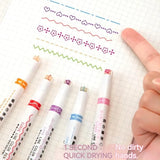 Lkblock 6Pcs Flower Line Shaped Highlighter Pens, Roller Tip, Curve Liner Marker, Writing, Journaling, Drawing Stationery, Kawaii