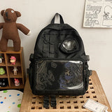 Lkblock Collage Style School Bag For Teenage Girl Itabag Kawaii Backpack Transparent Love Heart JK Backpack Women New 2024 Laptop Bag