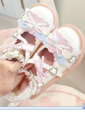 Lkblock Summer Lolita Sweet Sandals Women Japanese Bow Kawaii Chic Mary Janes Shoes Female Preppy Style Lace-up Round Toe Shoes