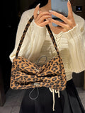 Lkblock Leopard Suede Tote Shouler Bags for Women Handbags Purses New Vintage Ladies Underarm Bags Luxury Brand Designer