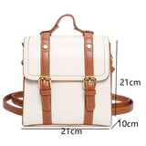 Lkblock Women Fashion Casual Contrast Color Backpack PU Student High-Quality Design Texture All-Match School Bags
