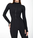 Lkblock Autumn Winter Long Sleeve Jumpsuits Women Overalls Fashion Zipper O Neck Sporty Rompers Ladies Casual Playsuits