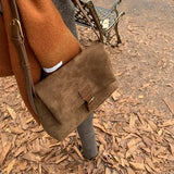 Lkblock Vintage Brown Suede Soft PU Leather Women Shoulder Bags Large Capacity Crossbody Bag Tote Bag High Quality Fashion Hobo Handbags