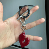 Lkblock Exquisite Temperament Red Heart Bow Charms Keychain Versatile Phone Pendant Fashion Backpack Hanging Ornament Accessories Gifts