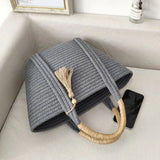 Lkblock Women Handbag New Ins Simple Fashion Versatile Cotton Rope Woven Bag Straw Woven Bag Holiday Beach Bag Bags