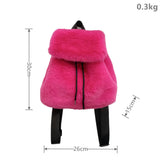 Lkblock Fashion Luxury Fake Fur Women's Backpack Winter Soft Plush Ladies Schoolbag Solid Color Female Furry Shoulder Bags Handbags