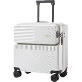 Lkblock 18 Inch Carry on Luggage with Wheels Front Opening Lightweight ABS+PC Travel Suitcases Multifunction Rolling Luggage Case