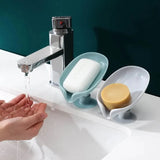 Lkblock 2pcs Drain Soap Holder Leaf Shape Soap Box Suction Cup Tray Drying Rack for Shower Sponge Container Kitchen Bathroom Accessories