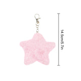 Lkblock New Star Plush Pendant Keychains for Women Girls Pentagram Key Chains Rings Hairball Bag Keyring Holder Charm Jewelry Accessory