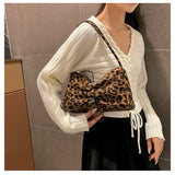 Lkblock Leopard Suede Tote Shouler Bags for Women Handbags Purses New Vintage Ladies Underarm Bags Luxury Brand Designer