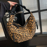 Lkblock Leopard Shoulder Bags For Women Fashion Cloth Messenger Bags Large Capacity Crossbody Packages Cute Canvas Female Hobos