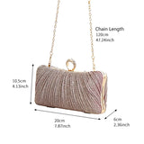 Lkblock Women Luxury Clutch Shoulder Bag Purse for Party Wedding Prom Birthday Long Square Gold Evening Bags Pleated Elegant Handbag New