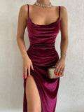 Lkblock Women 2024 Autumn Winter Elegant Party Club Evening Velvet Streetwear Bodycon Midi Dress