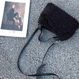 Lkblock Winter Fluffy Lambswool Handbags Luxury Designer Bags for Women Faux Fur Shoulder Bag Soft Warm Plush Crossbody Bags Female Tote