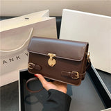 Lkblock PU Solid Color Single Shoulder Women's Bag Versatile Crossbody Bag Fashionable Retro Small Square Bag