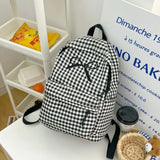 Lkblock Japanese Small Fresh High School Student Bag Female Korean Ins Wind Student Junior High School Student Plaid Bow Backpack