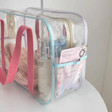 Lkblock Travel PVC Cosmetic Bags Women Transparent Clear Zipper Makeup Bags Organizer Bath Wash Bag Make Up Tote Handbags Case