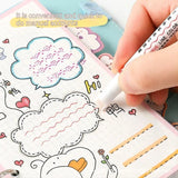 Lkblock 6Pcs Flower Line Shaped Highlighter Pens, Roller Tip, Curve Liner Marker, Writing, Journaling, Drawing Stationery, Kawaii