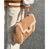 Lkblock Vintage Brown Tote Bag Women Autumn Winter New Handle Large Capacity Shoulder Bag Female Casual Crossbody Bags Briefcase